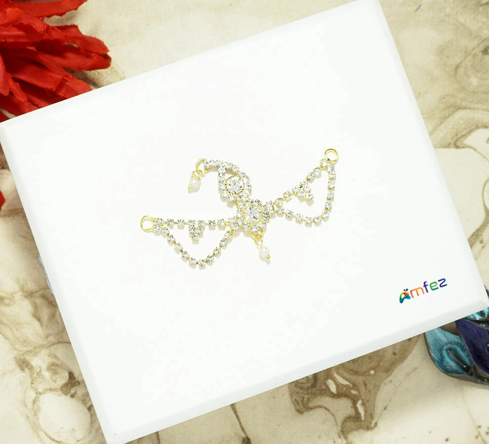 Radha Ji White Stone Work Chandrika ( 2.5 Inch  )