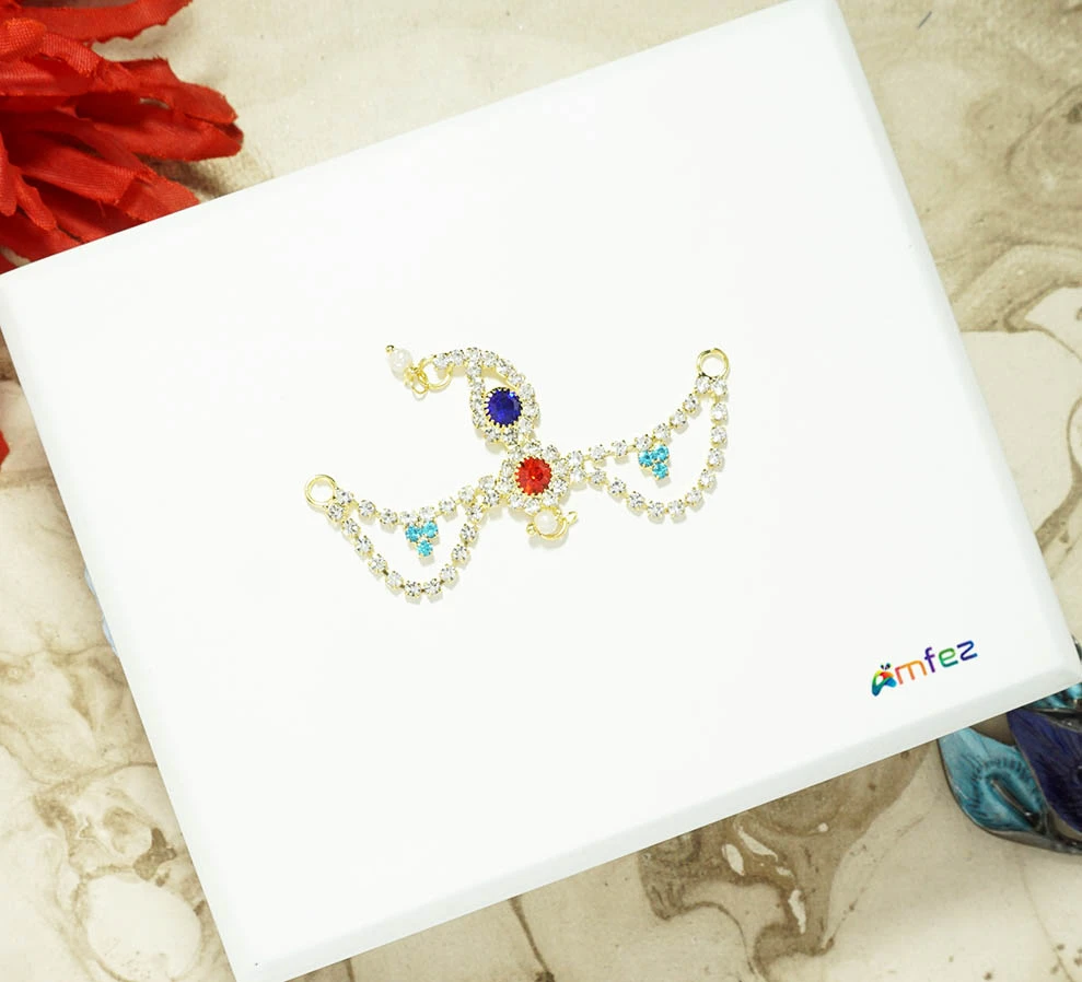 Radha Ji Multi Stone Work Chandrika ( 2.5 Inch  )