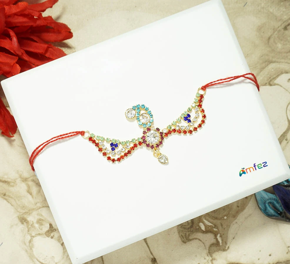 Radha Ji Multi Stone Work Chandrika ( 3 Inch  )