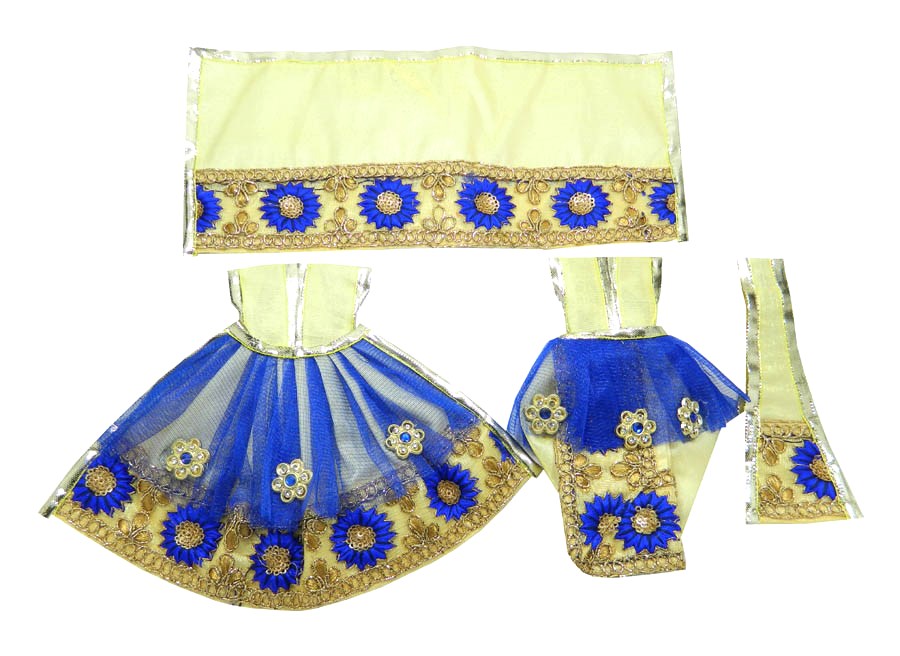 Cream Blue Net Stone Work RK Dress