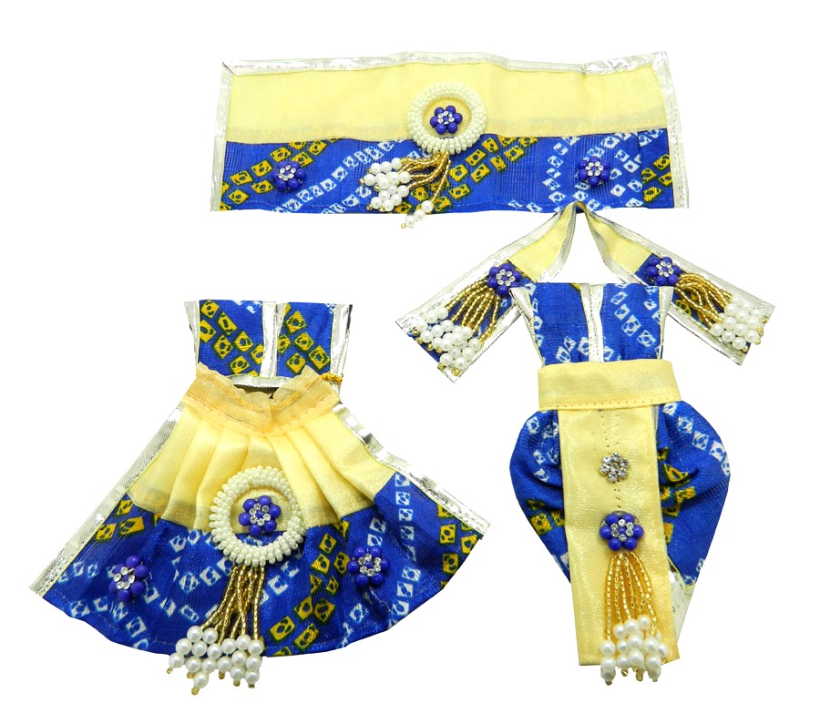 Blue Cream Stone Patch Work RK Dress