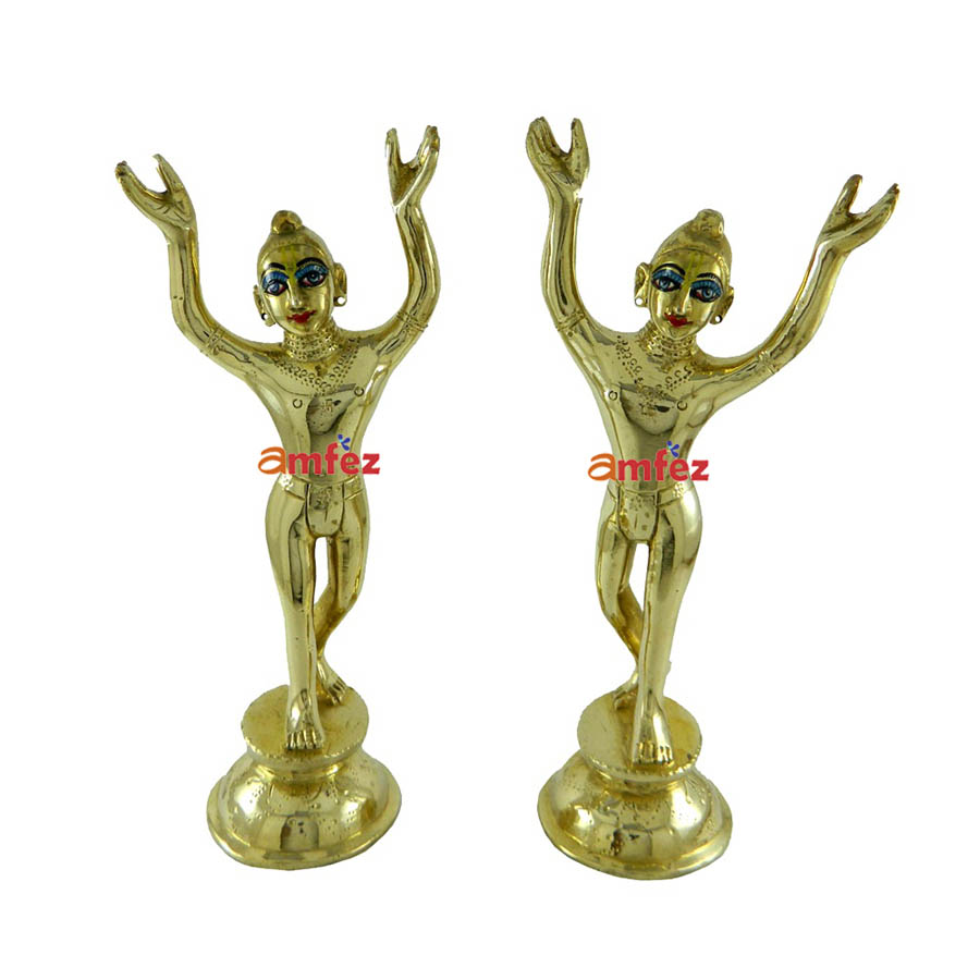 Golden Brass Super Fine Finishing Gaur Nitai Idol