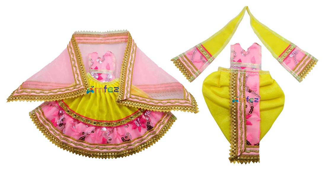 Yellow Pink Sitara Lace Work RK Dress