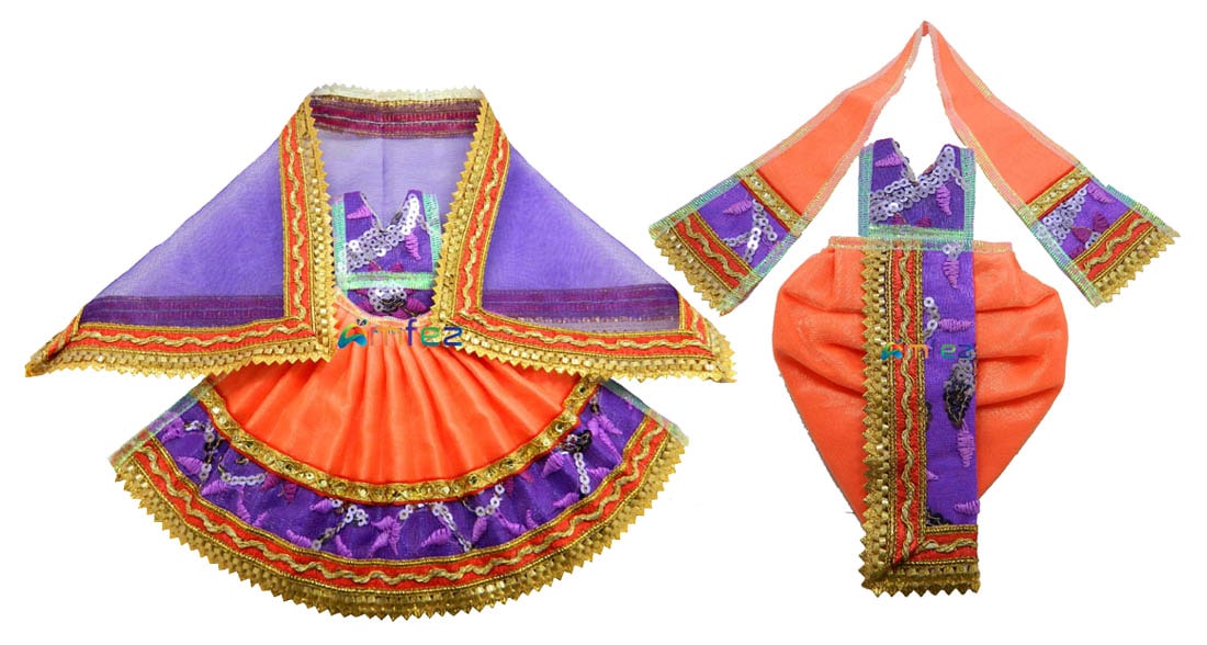 Orange Blue Sitara Lace Work RK Dress