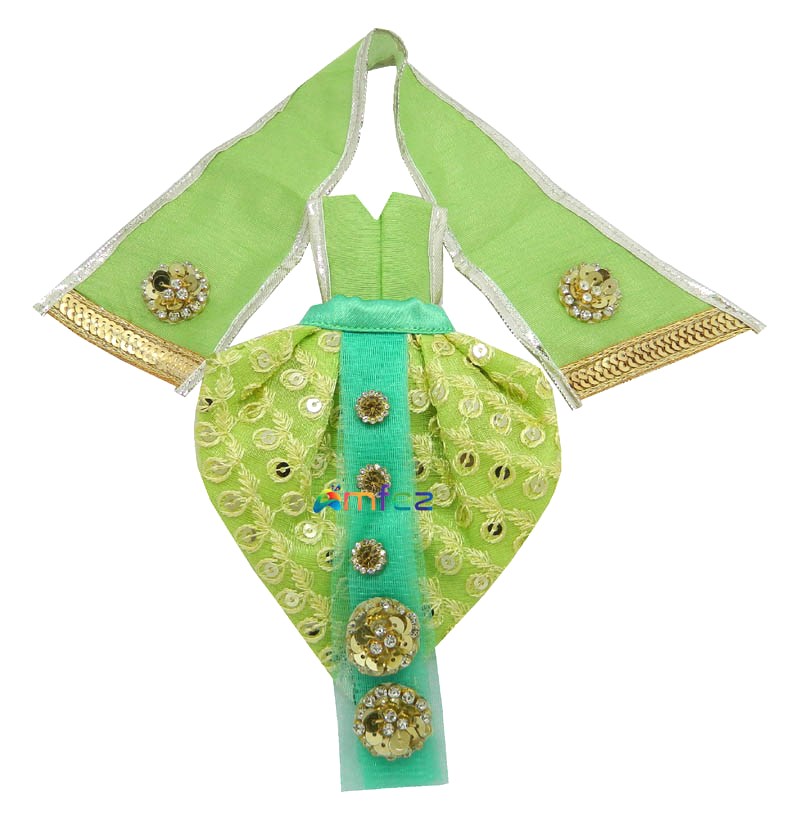 Sea Green Stone Patch Work Krishna Dress