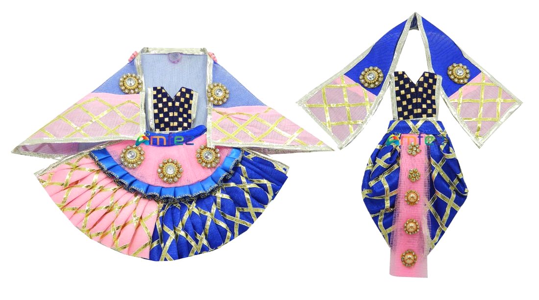 Blue Pink Frill Lace Work RK Dress