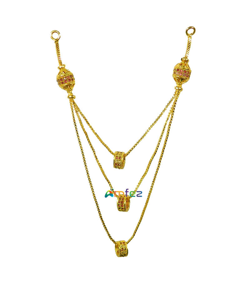 Golden Multi AD Stone Beads Necklace ( Height - 5 Inch )