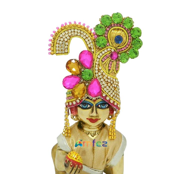 Multi Stone Handwork Zardozi Mukut 