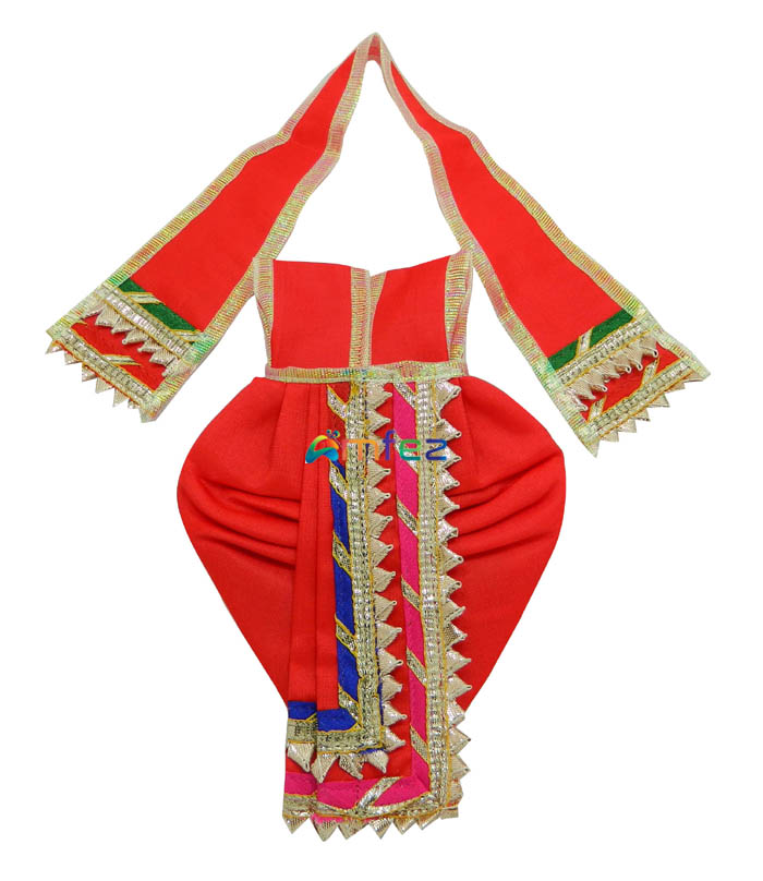 Red Gota Patti Lace Work Krishna Dress