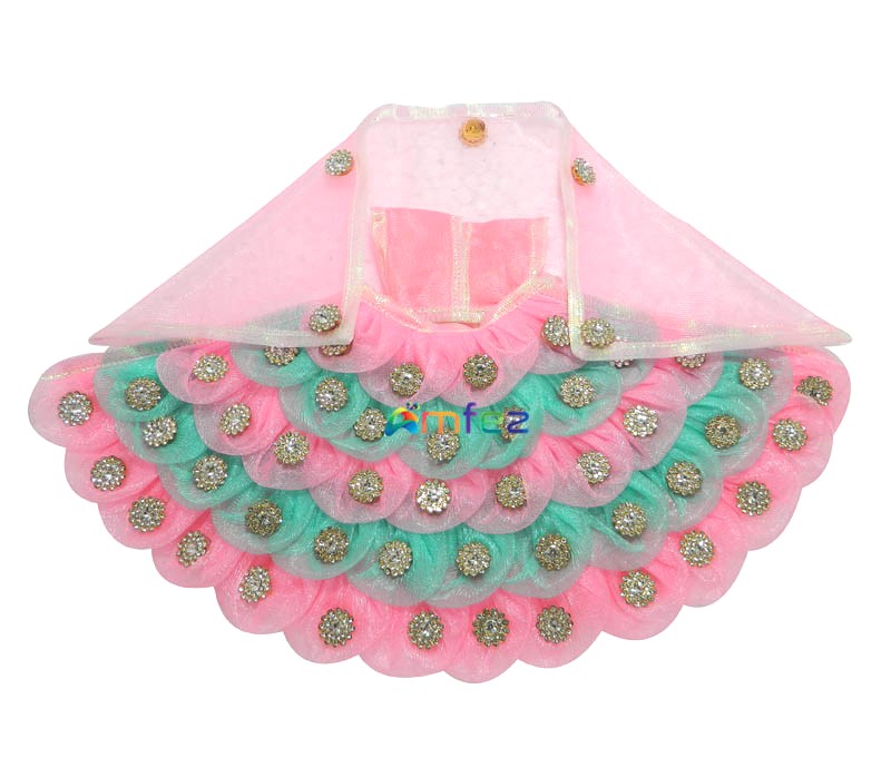 Pink Sea Green Stone Kali Work Durga Dress