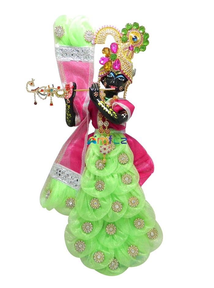 Rani Green Stone Kali Work Krishna Dress