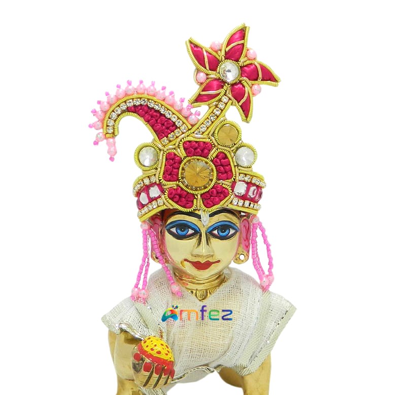 Rani Pink Stone Handwork Zardozi Mukut 