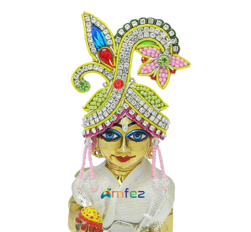 Pink Green Beads Handwork Zardozi Mukut