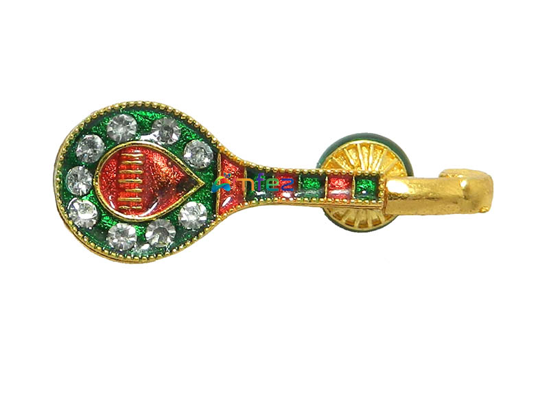 A Set of Golden Stone Meena Work Harp Toy
