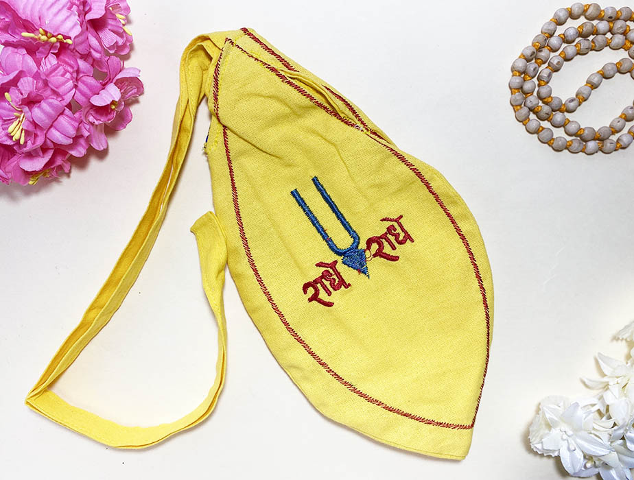 Buy Yellow Radhe Radhe Thread Embroidery Work Beads Bag Online