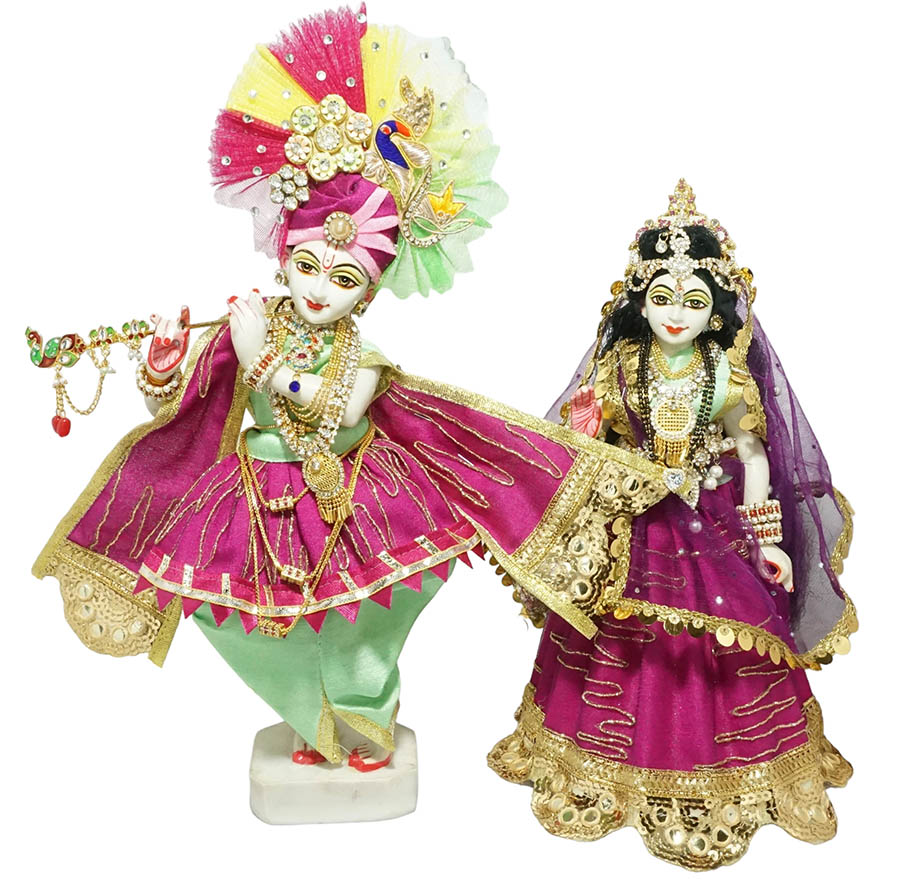 6 Inch Murti Size / 1 No) Radha Krishna Ji Dress with Pearl Mala | RK Set