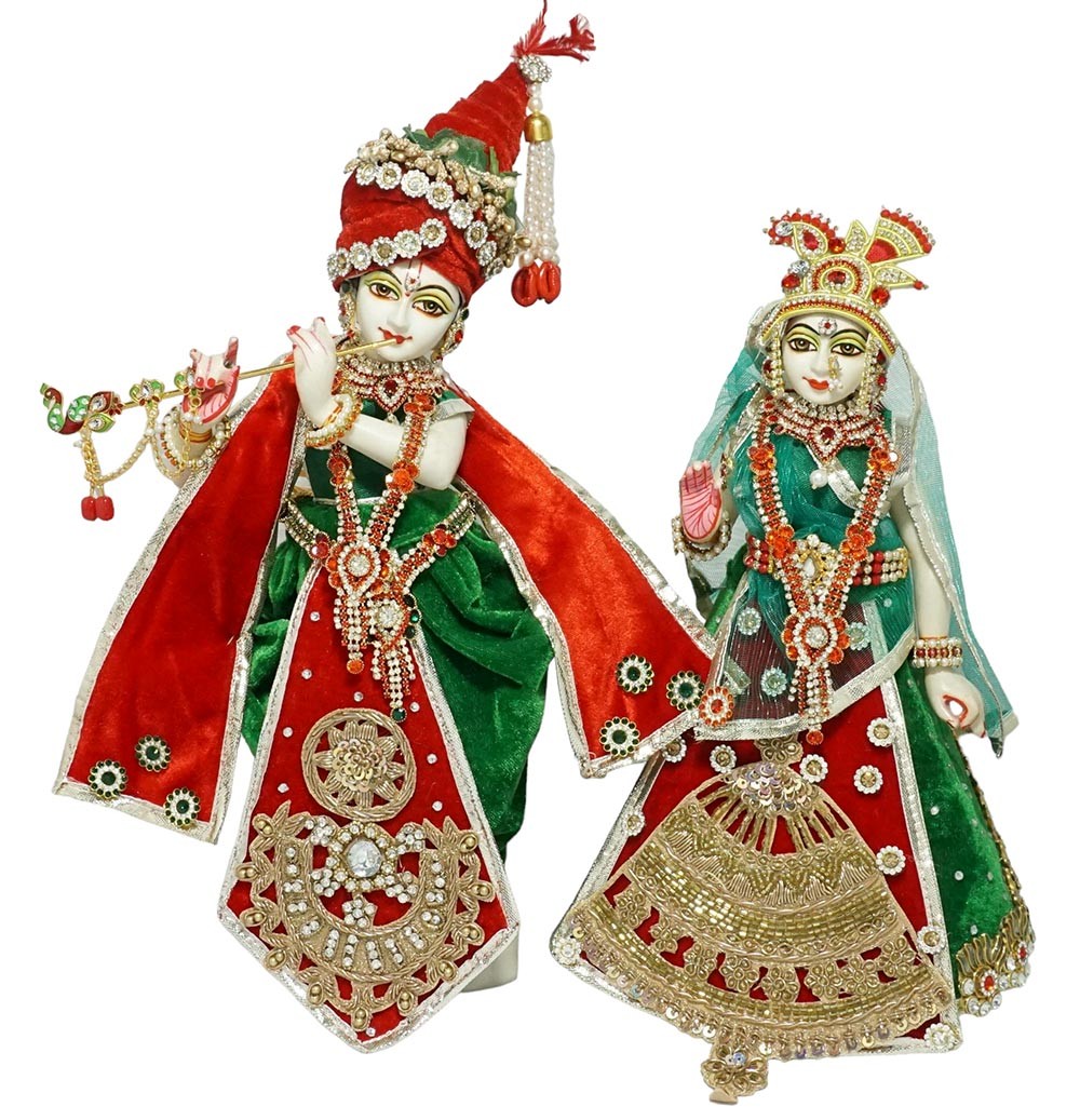 Buy Brij Sugandha Golden Yugal Jodi Poshak – Designer Radha Krishna Silk  Dress – for Standing Idol by The Kanha Store (4 INCH) Online at Low Prices  in India - Amazon.in
