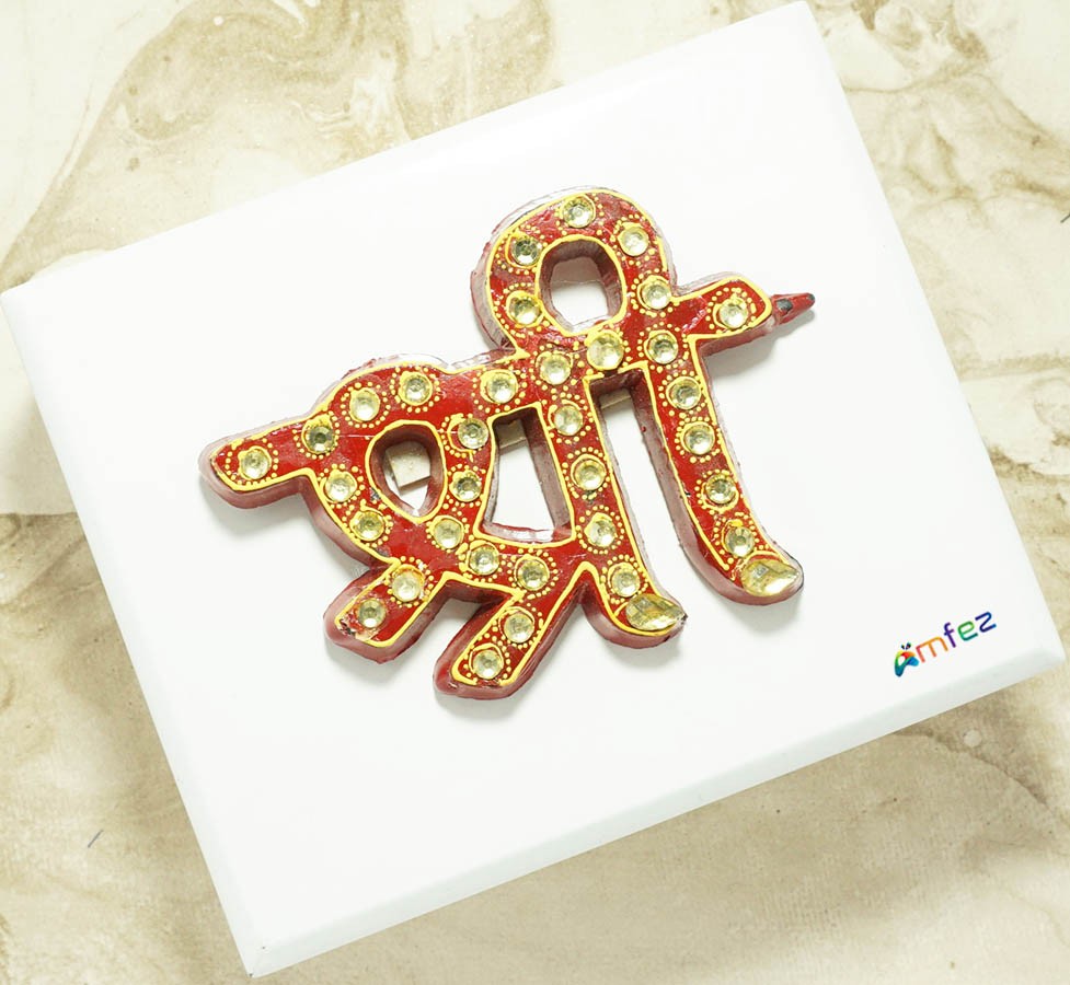 Red Wooden Stone Work Shree