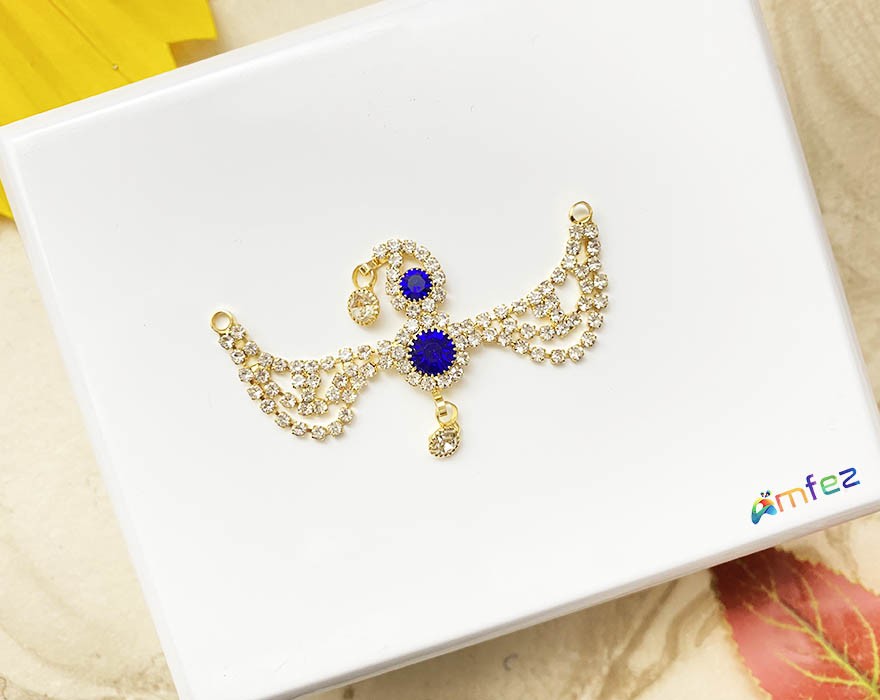 Blue & White Stone Work Chandrika