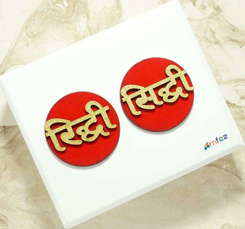 Red Golden Ridhi Siddhi Sticker ( 2 Inch )
