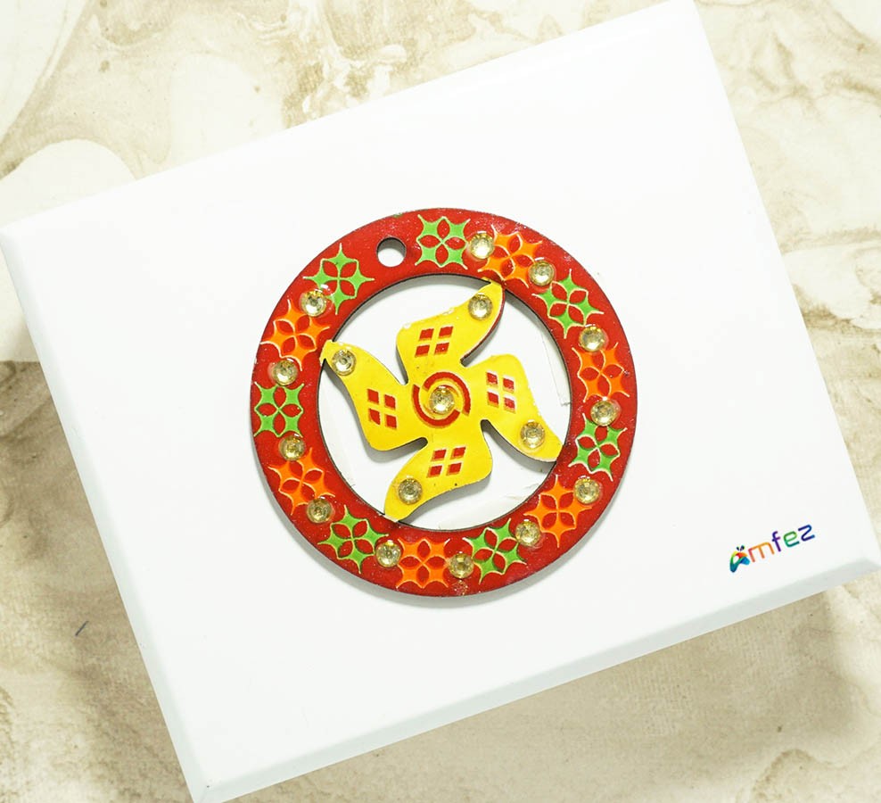Multi Cardboard Stone Work Swastik Sticker (Pack of 2)