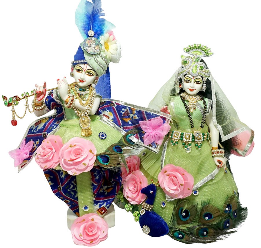 Buy Online Rani Zari Embroidered Lace Work Radha Krishna Dress in India -  kridhas.com